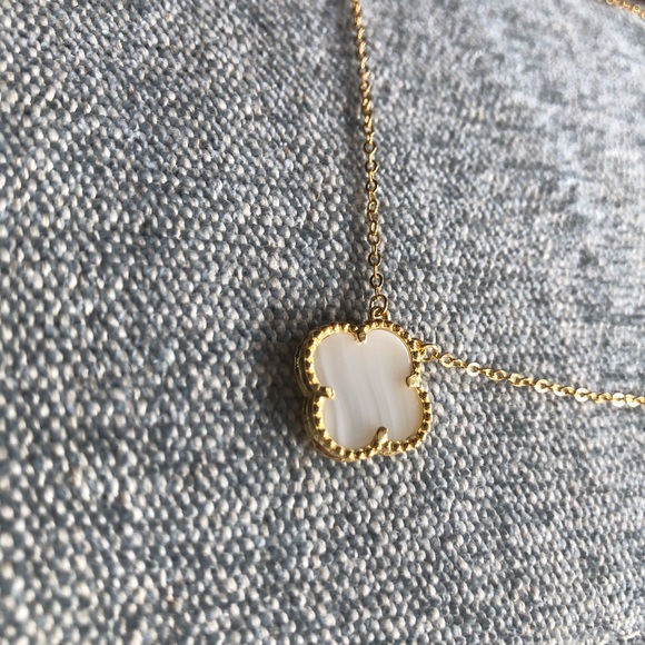 SILVER-TONE BLACK CLOVER NECKLACE - Picture 5 of 10